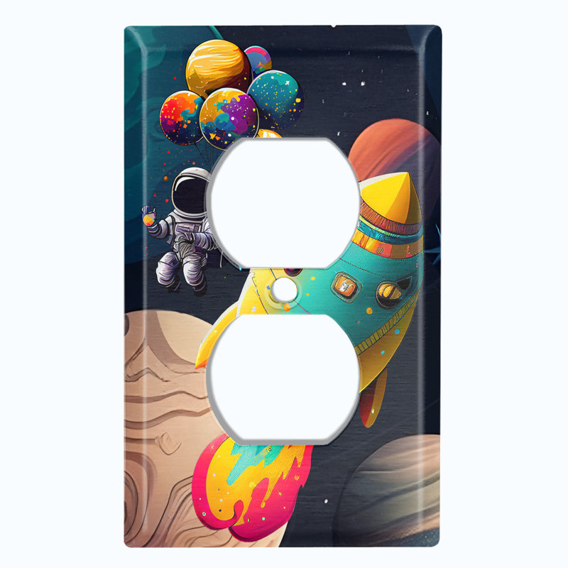 Plaque murale colorée à 1 sortie colorée avec astronaute