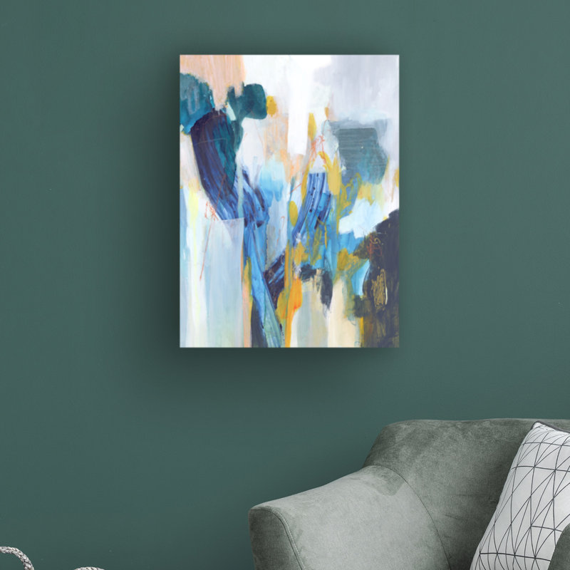 Victoria Borges Abstract Blue and Tan Canvas Art, 14 x 19 Inches