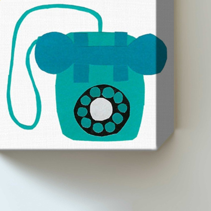 «Retro Téléphone Blue» par Jen Bucheli - Impression sur toile, 30" H x 30" W