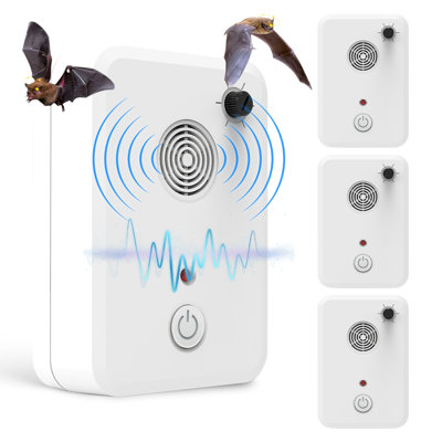 4Pack Plug In Plug ultrasonique anti-chauve-souris avec 6 niveaux réglables pour grenier