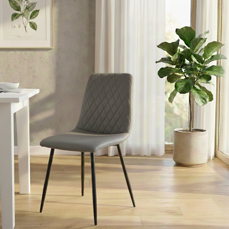 Volta 48cm H Polyester Blend Upholstered Metal Full Back Side Chair in Grey, Dark Grey