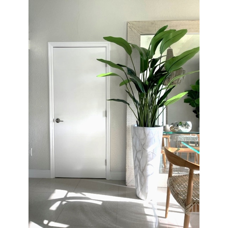 White Faux Marble Floor Vase Planter