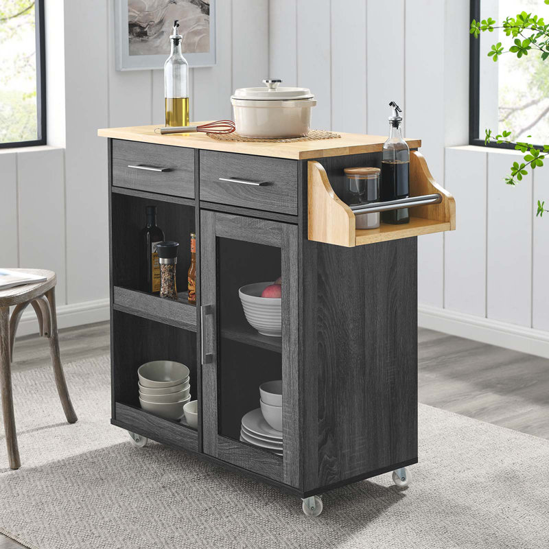 Chariot de cuisine avec étagère à épices par Modway, Gris anthracite