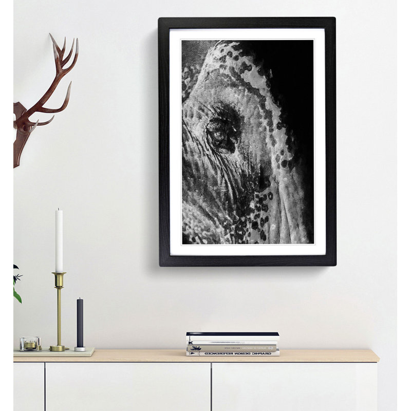 Watchful Elephant - Framed Print, Black Framed, 48cm H x 36cm W x 2cm D