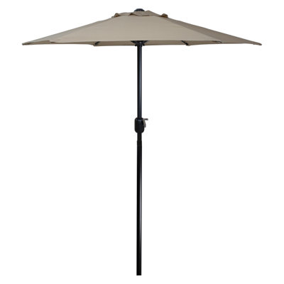 6.5ft Outdoor Patio Market Umbrella with Hand Crank Taupe
