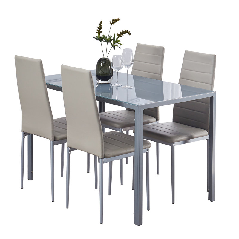 Ensemble repas pour 4 personnes Ivyona, gris, Gris / argent, Gris