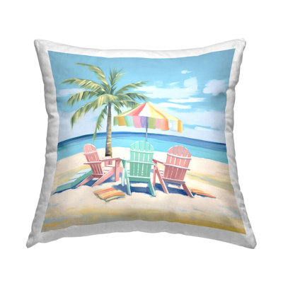 Coussin décoratif imprimé Tropical Beach Chairs par Irena Orlov