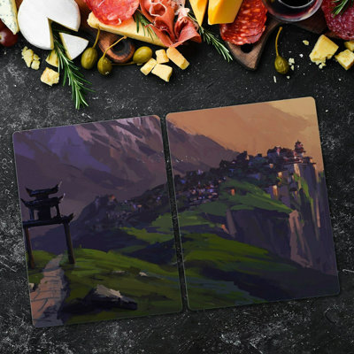 Callicoon Tempered Glass Mountains City on the Hill Sunset Chopping Board