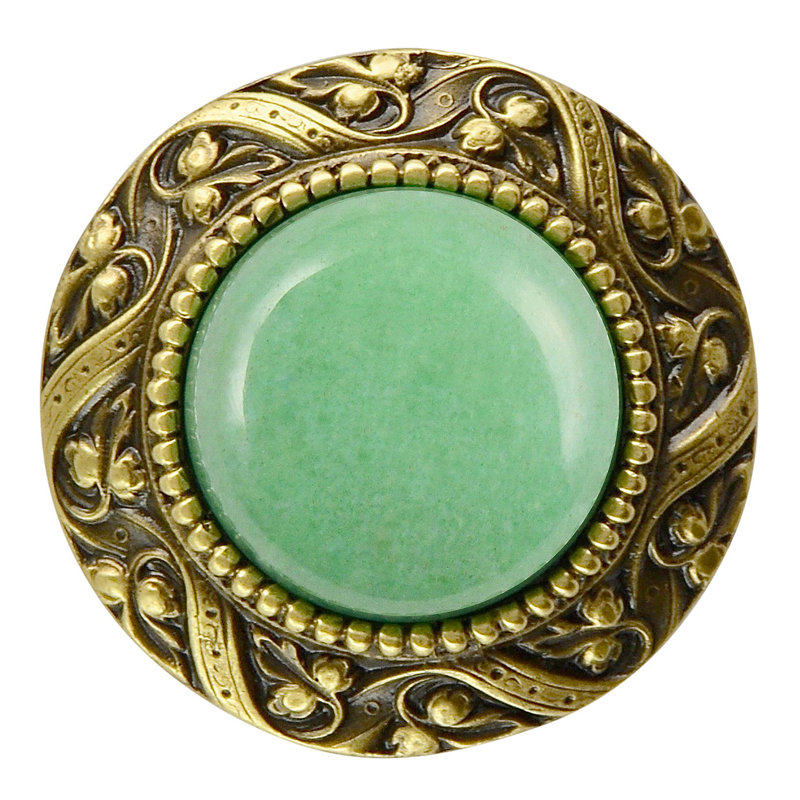 Jewel Mushroom Knob, Antique Brass