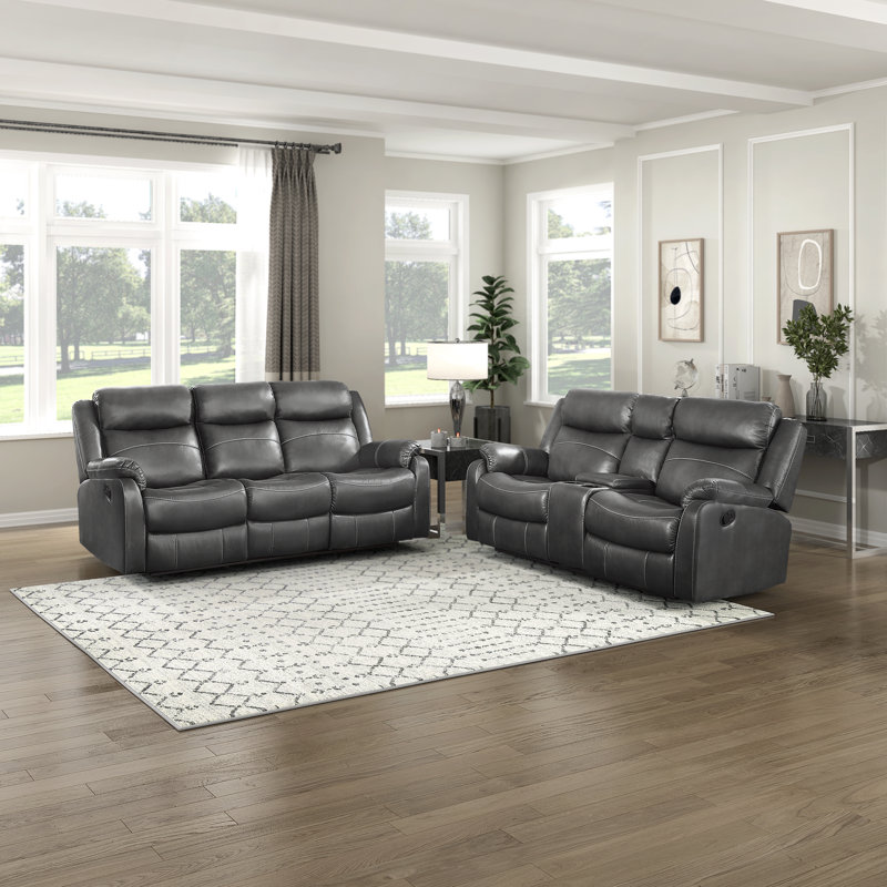  Ensemble 2 pièces de fauteuil inclinable manuel en microfibre Karston, Microfibre/microsuède gris