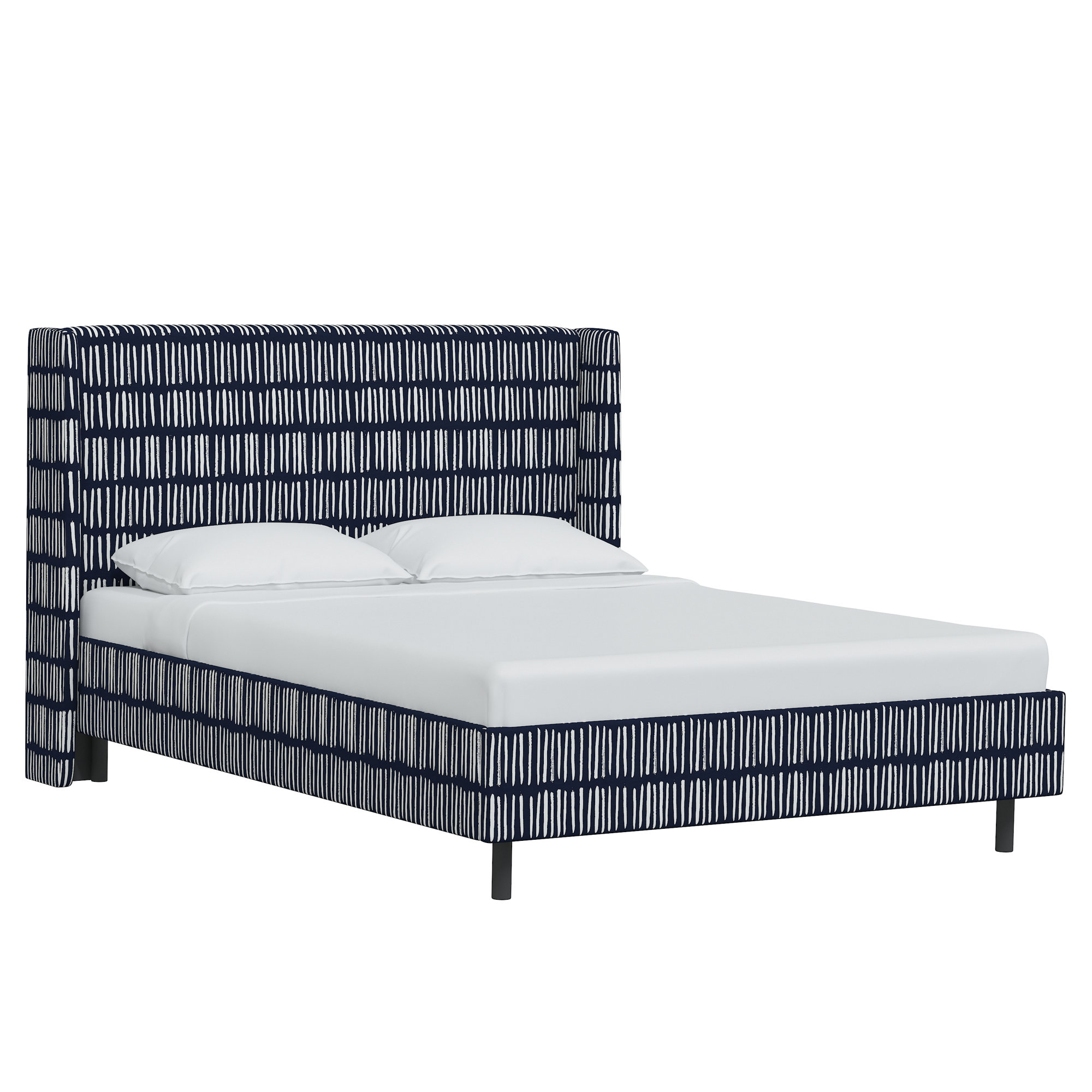 Lapa Upholstered Wingback Bed, Queen, Dash Navy