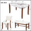 Ensemble de table de salle à manger 4 pièces avec table fixe, plateau en marbre élégant et sièges en banc pour les rassemblements