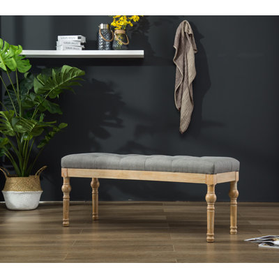 Banc de salle à manger capitonné en bois massif Habit, gris