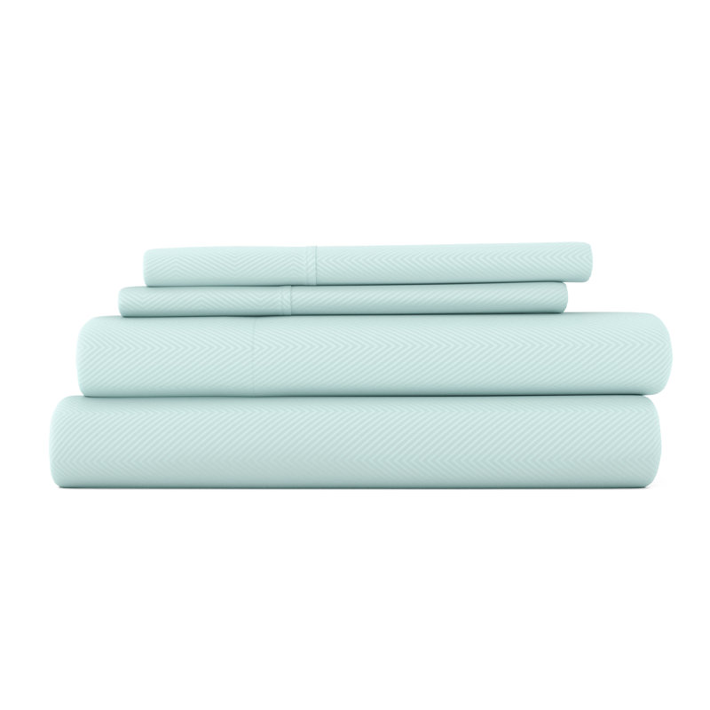 Simply Soft™ Chevron Embossed Bed Sheet Set, Aqua, Full