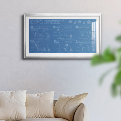Dog Breeds Infograph - Matted and Framed Under Acrylic Glass, Large Living Room Wall Art