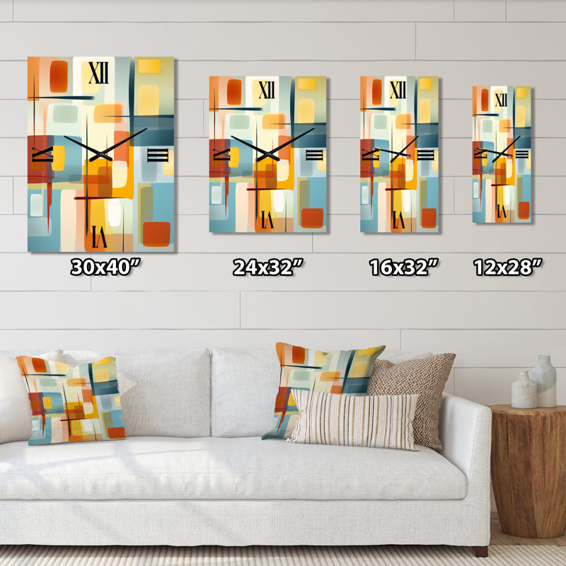 Horloge murale Mid-Century, H 40 po x l 30 po x P 1 po