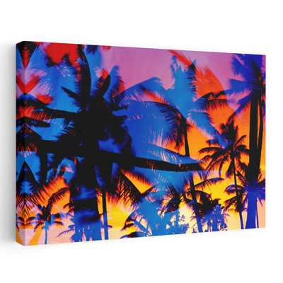 Silhouette de palmiers au coucher du soleil, Ko Olina, Oahu, Hawaï, États-Unis, abstrait, palmier contemporain, paysage, art naturel