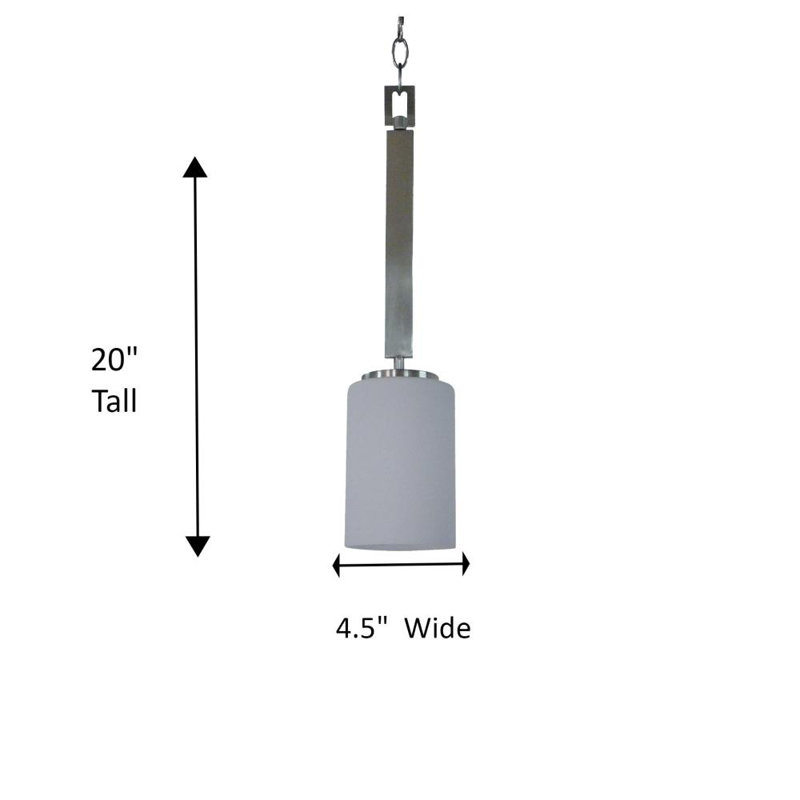 Luminaire suspendu cylindrique à 1 lumière Carmen, Acier satiné