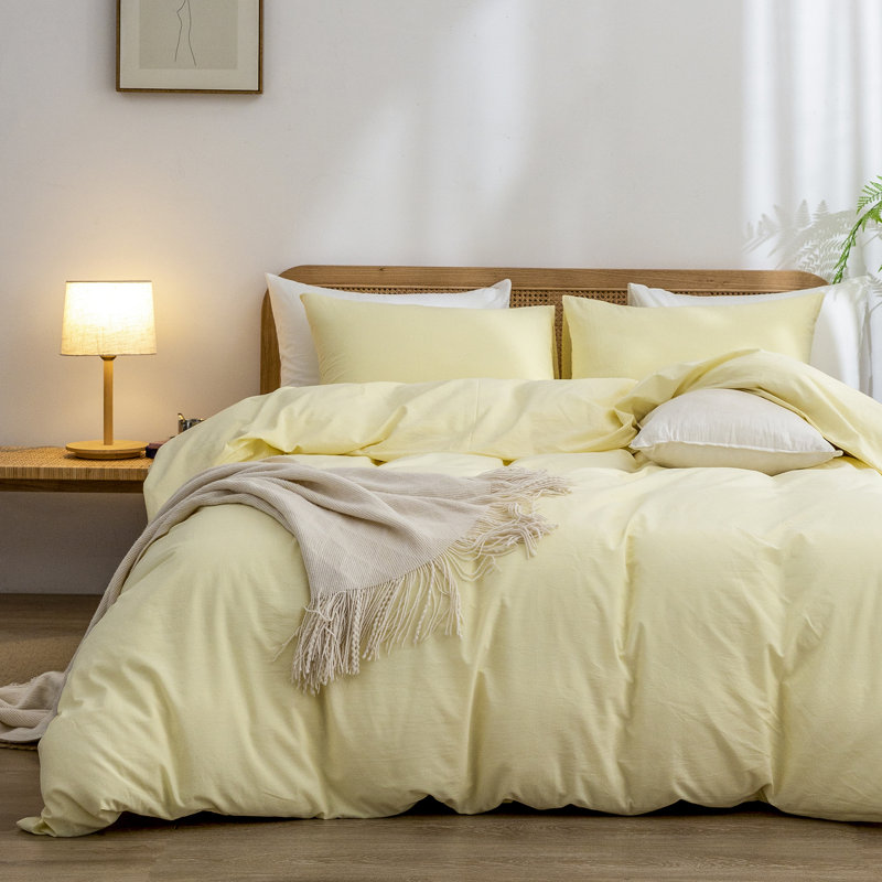 Ensemble de housse de couette 100% coton délavé Bestouch Bestouch, Housse de couette double + 2 taies d'oreiller stan