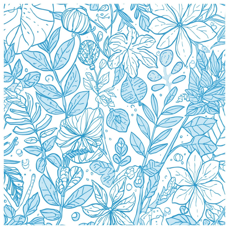 Tapis de bain Blue Botanical Line Art, L 24 po x L 17 po