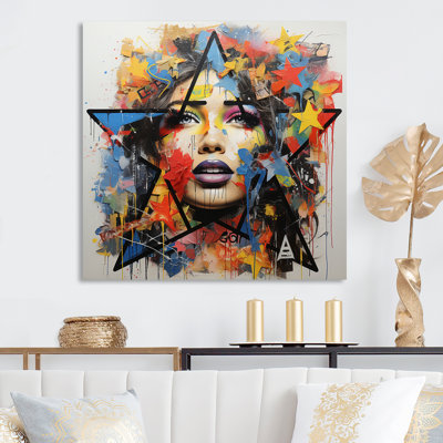 «Colorful Extravagance Collage Portrait» - impression d'art mural en métal fractal