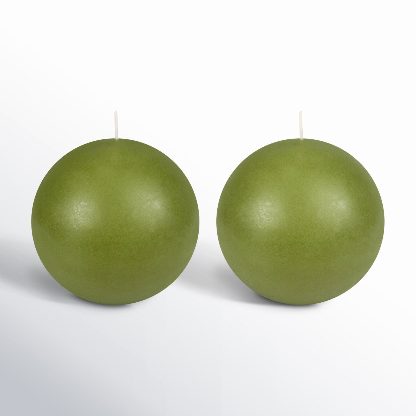 Ball Candle, 4" Diameter, Set of 2, Green