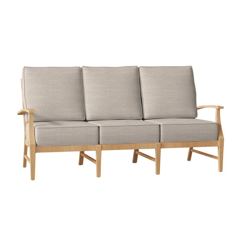 Croquet Teak Sofa - Natural Teak, Natural Teak, Dove Sunbrella® Linen, Welt