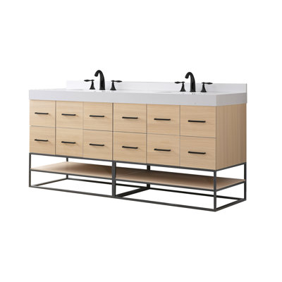 72'' Double Bathroom Vanity with Cultured Marble Top