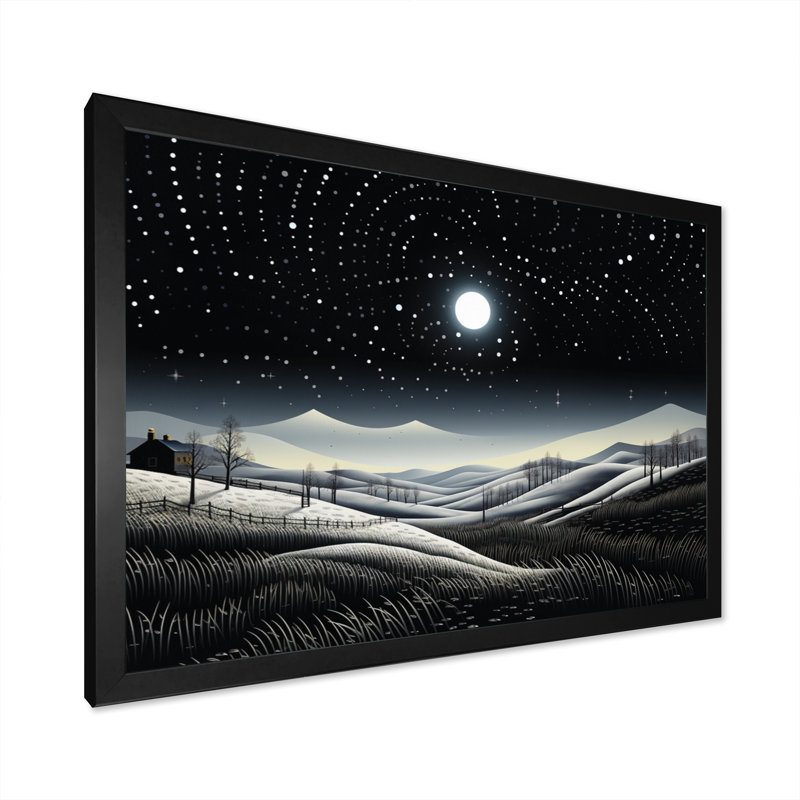 «Winter Farm», reproduction monochrome V, Cadre simple noir, H 24 po x l 32 po x P 1 po