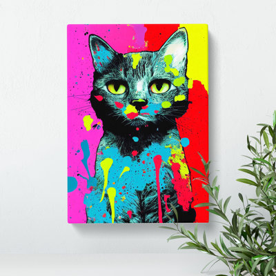 Cat Splashed In Paint No.1 - Wrapped Canvas Print