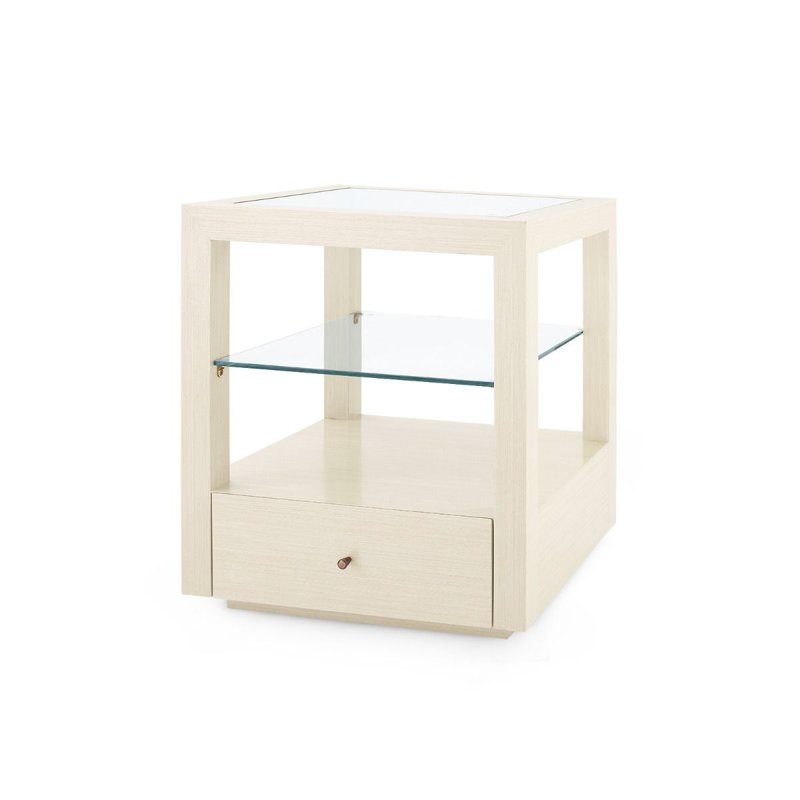 Gavin Glass End Table, Blanched Oak