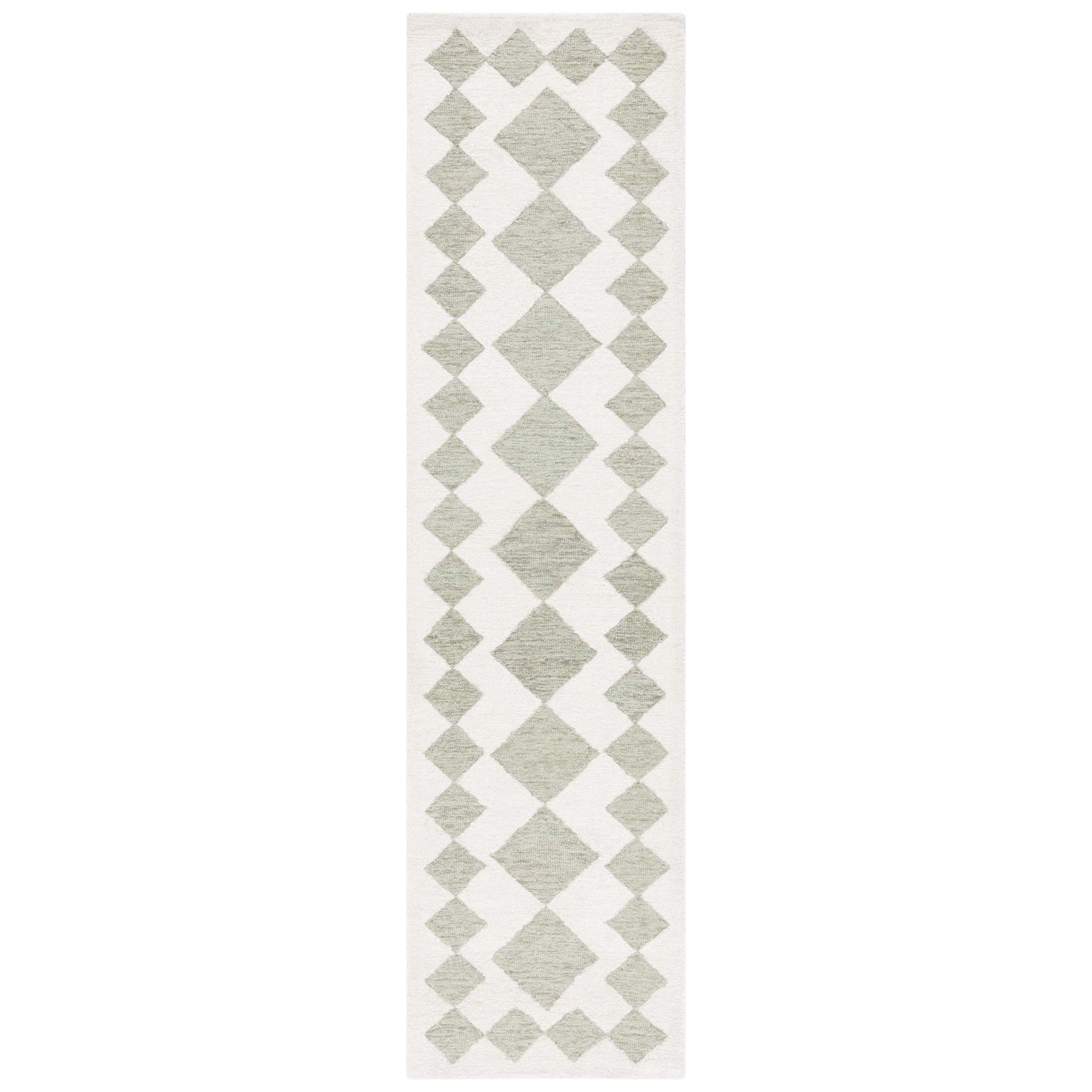 Claude Handmade Green / Ivory Rug, Runner 2'3" x 9'