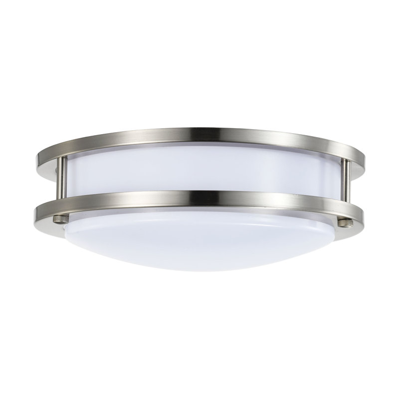 Contemporary 10'' Brushed Nickel LED Flush Mount for Indoor/Outdoor