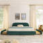 Base de lit tapissier grand format de style moderne et minimaliste - tissu à fils circulaires, tête de lit haute incurvée, support de pieds robuste et rangement à roulettes, matelas non inclus-209247894-209247914