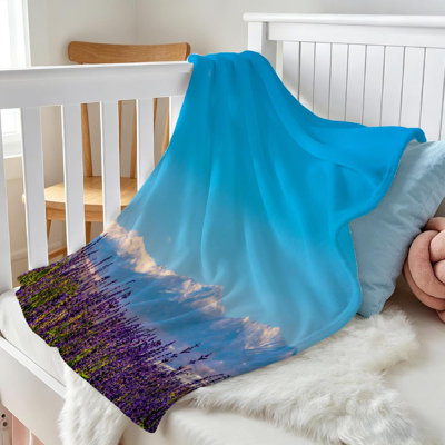 Jeté en flanelle transparente molletonnée, imprimé lavande simple