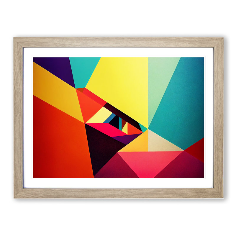 Appealing Modern Abstract Art - Single Picture Frame Print, 46cm H x 64cm W, Oak