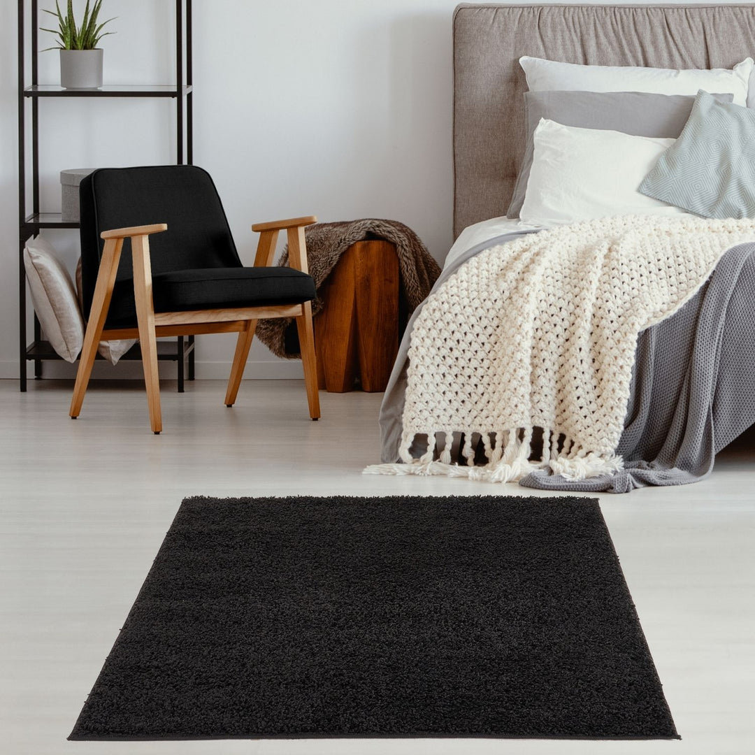 Myshaggy Collection Rugs Solid Design in Black