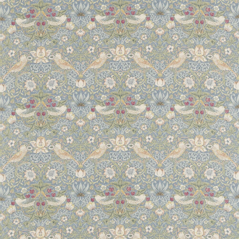 Strawberry Thief Fabric, Slate/Vellum