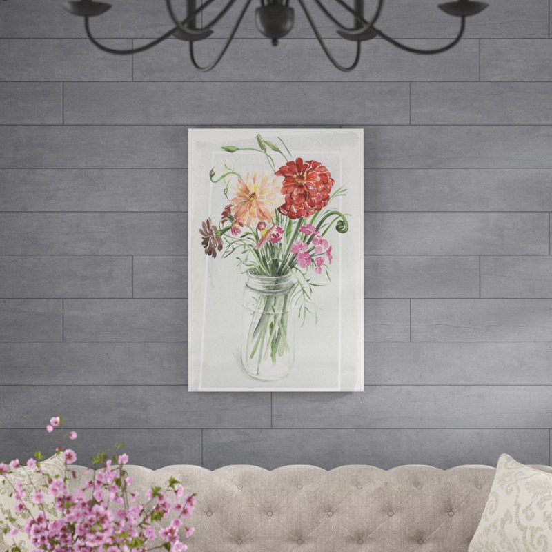 «Summer Wildflowers II», peinture sur toile, H 36 po x l 24 po, Toile tendue