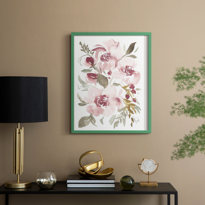 «Spring Fling Bouquet IV», reproduction encadrée - bois massif, H 21 po x l 17 po, Vert