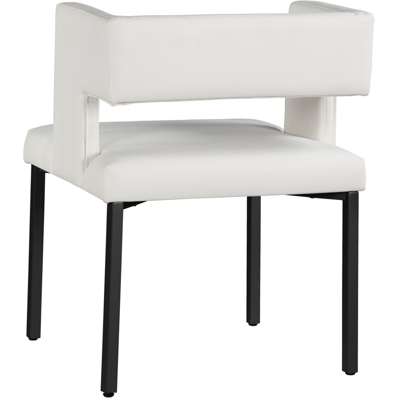 Caleb White Faux Leather Low-Back Side Chair with Matte Black Legs