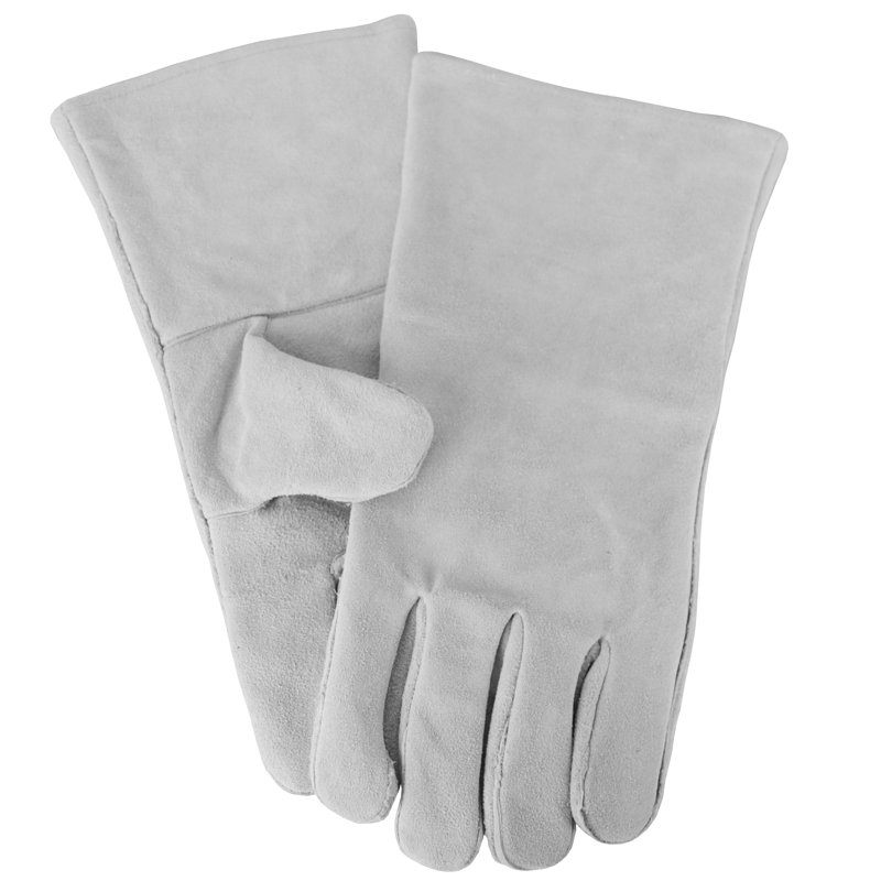 Leather Fireside Gloves, Grey