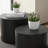 Nesting Coffee Table Set Of 2, Modern Round Coffee Table With Non-Slip Feet, Wood Side Table For Living Room, Bedroom, Office, Balcony, Terrace,Small Space, No Assembling, Matte Black