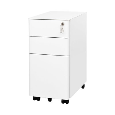 30 cm W 3 -Drawer Wheels / Casters included Mobile Steel Filing Cabinet