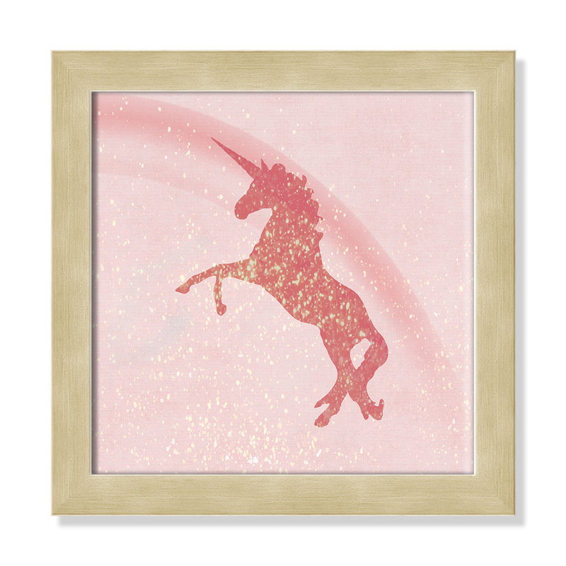 Paillettes licorne 2, H 14 po x l 14 po x P 0,63 po, Encadrement champagne