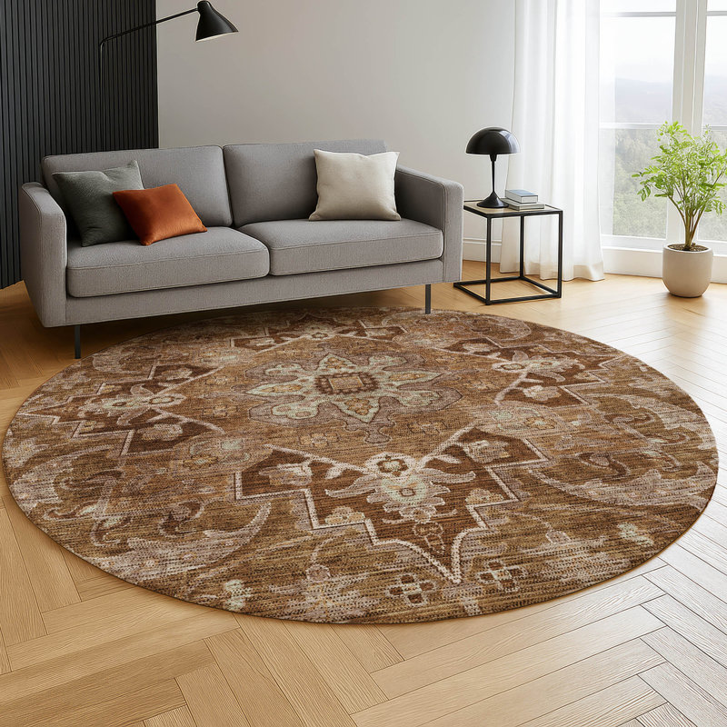 Tapis de qualité supérieure Mayfield Global, Terra Cotta, Rond 8 pi