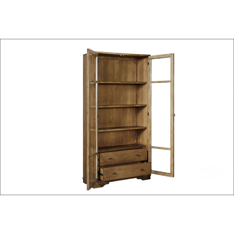 Tall Display Cabinet With Glass Doors And Multiple Shelves For Elegant Storage And Organization