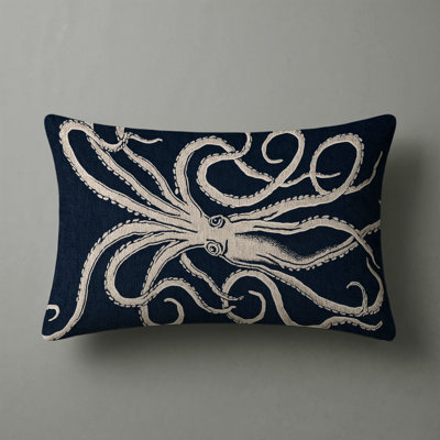Stylized marine life Nautical Indoor and Outdoor Throw Pillow