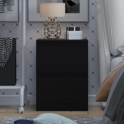 Carlton 2 Drawer Bedside Table Nightstand: Matt Finish. Scratch Resistant. Handleless Design.