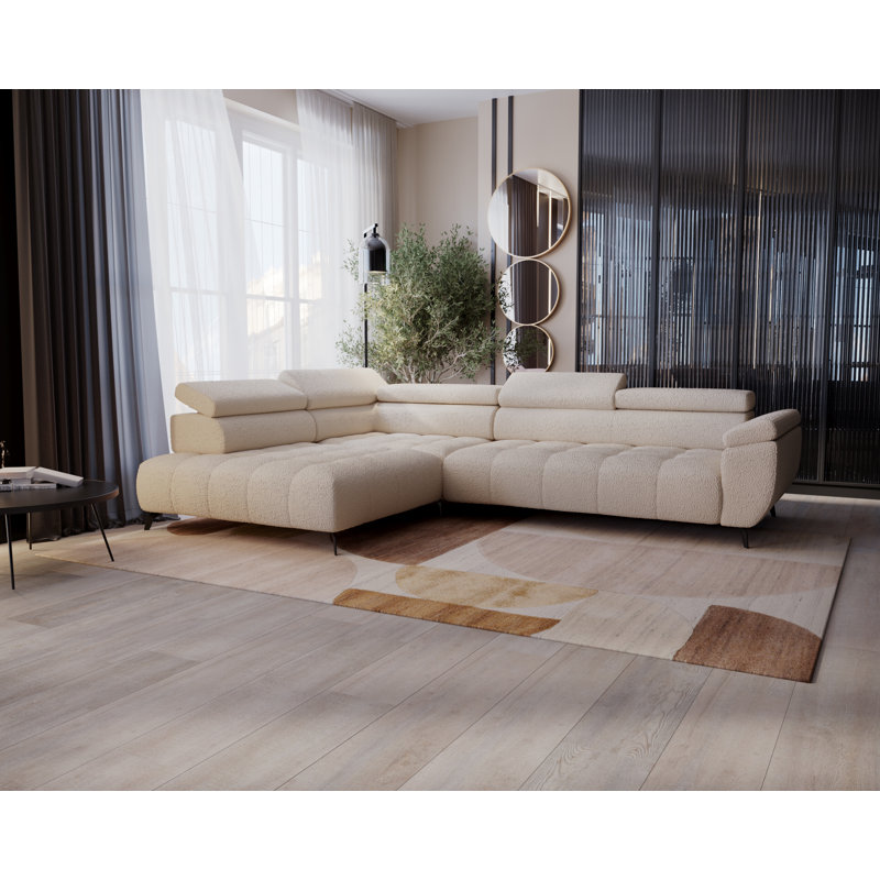 Temecia 3 Seater Corner Sofa , Left Hand Facing, Beige